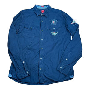 S.Oliver Shirt Mens Medium Long Sleeve Button Up North Ridge Embroidered Casual